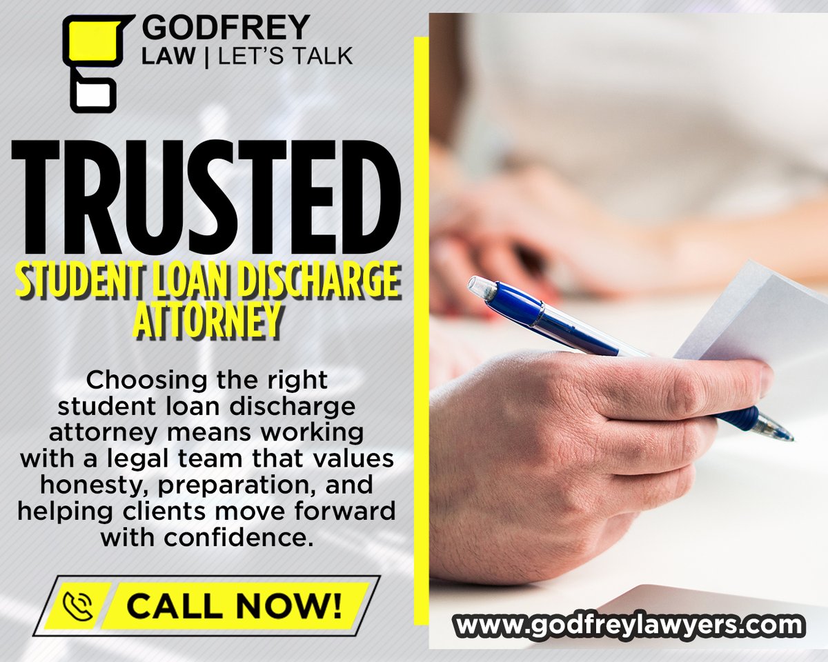GodfreyLawUT's tweet photo. 🎓⚖️Facing student loan debt concerns? Godfrey Law offers guidance from a trusted student loan discharge attorney who helps Utah residents understand their legal options with clear explanations and personalized support. Start your consultation today.💙

🌐https://t.co/lrd3Q3KCAO https://t.co/ypV97OFLla