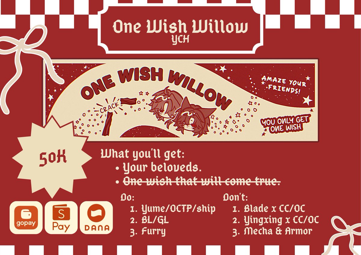 4ltschmerz___'s tweet photo. [RTs &amp; likes r very appreciated!]

 Haloo, aku open commission YCH One Wish Willow dari movie "Obsession"!

- Pengerjaan 1-7 hari
- Penggunaan pribadi saja
- File dikirim menggunakan link Google Drive
- Pembayaran setelah line art
- Tidak ada pengembalian

#artidn #commissionㅤ https://t.co/K3HBiAKuSL