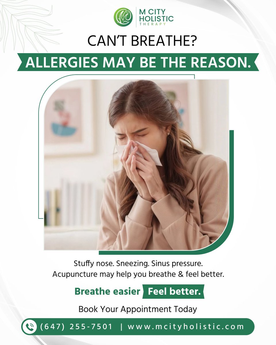 mcityholistic's tweet photo. Allergies making it hard to breathe?

Don’t let congestion take over your day. Explore acupuncture as a holistic approach to supporting allergy-related symptoms and your overall wellness.

#MCityHolistic #Acupuncture #Allergies #NasalCongestion #AllergyRelief #HolisticWellness https://t.co/MP1QebWisE