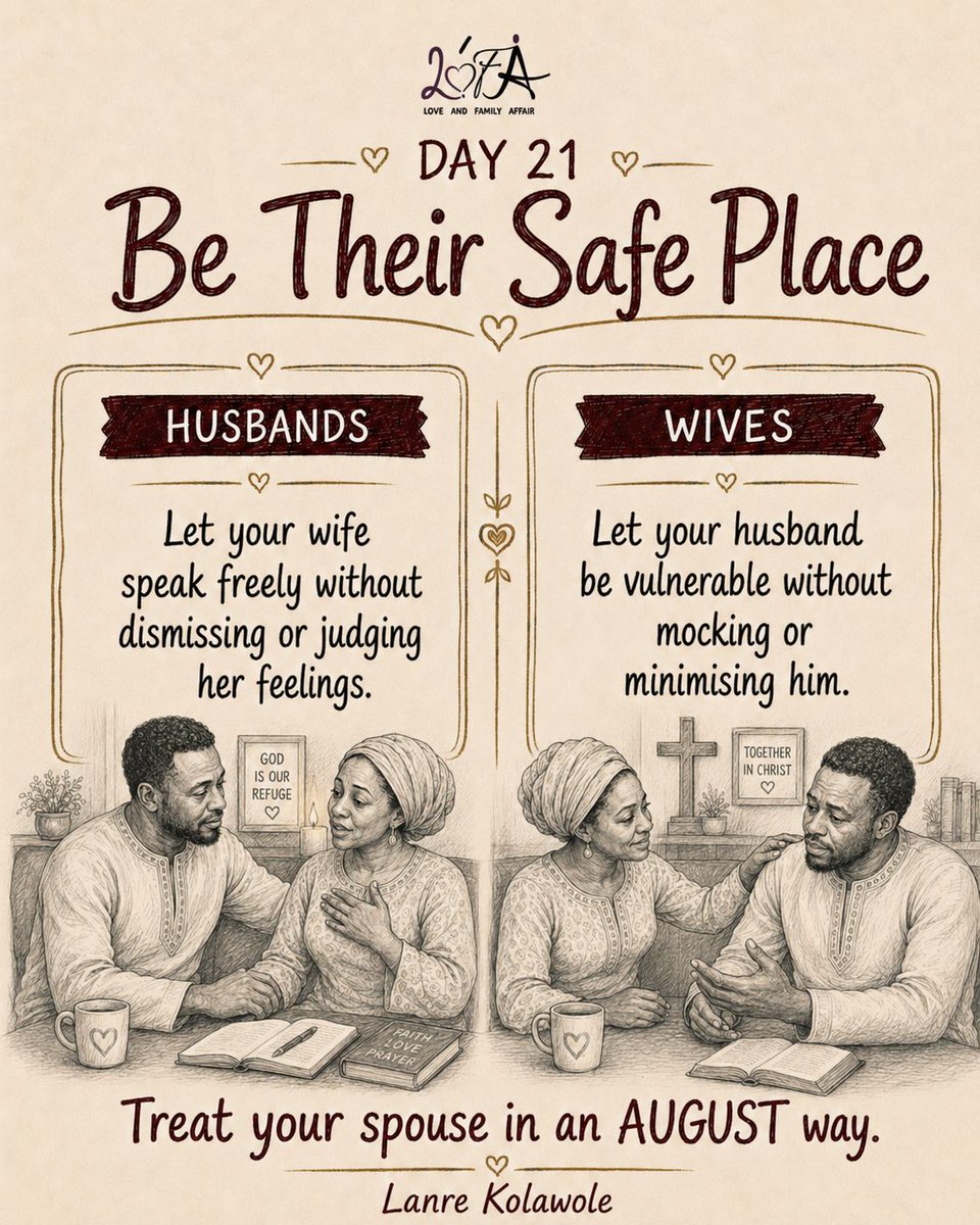 lofacouples's tweet photo. It’s August
Day 21 of Treat Your Spouse in an AUGUST way.
21/08/2026

#TreatYourSpouseInAnAugustWay #ChristianMarriage #MarriageChallenge #MarriageTips #HealthyMarriage https://t.co/zhbszOAfNa