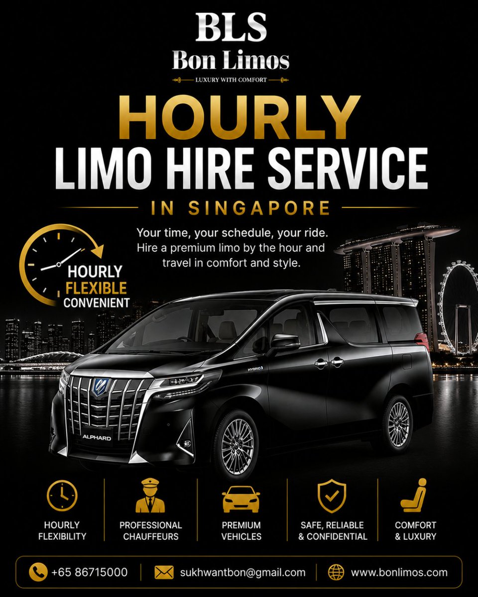 bon_limo's tweet photo. Your schedule, your way. With Bon Limos Hourly Limo Hire Service in Singapore, enjoy the flexibility to have a premium vehicle and professional chauffeur available when you need them.

Ideal for meetings, events, shopping, business appointments, and more.

📞 6586715000 https://t.co/4Q7DZKGJ8z