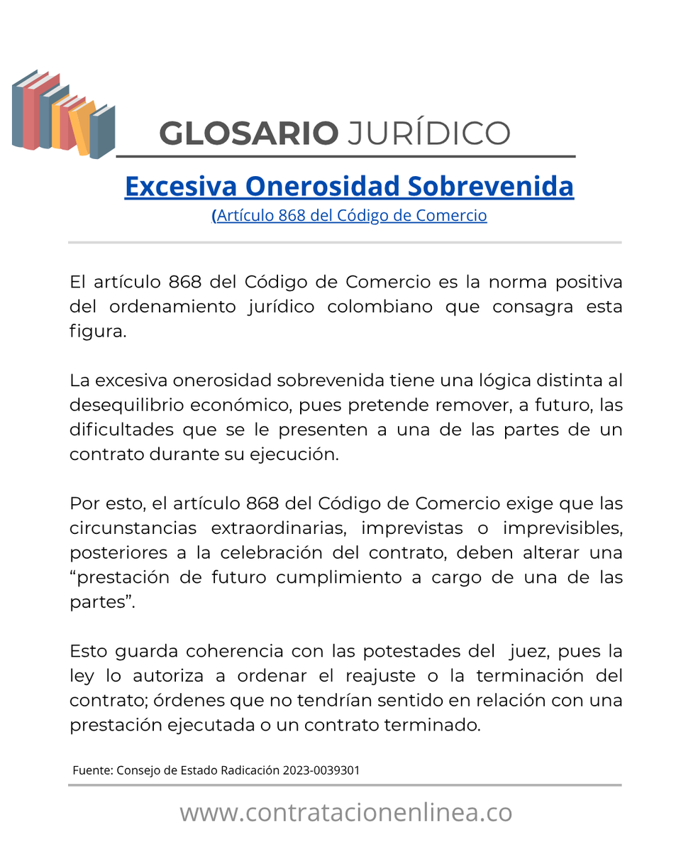contrataenlinea's tweet photo. 📚 Excesiva Onerosidad Sobrevenida. Consulte la última sentencia del Consejo de Estado https://t.co/WWtFBXyyht