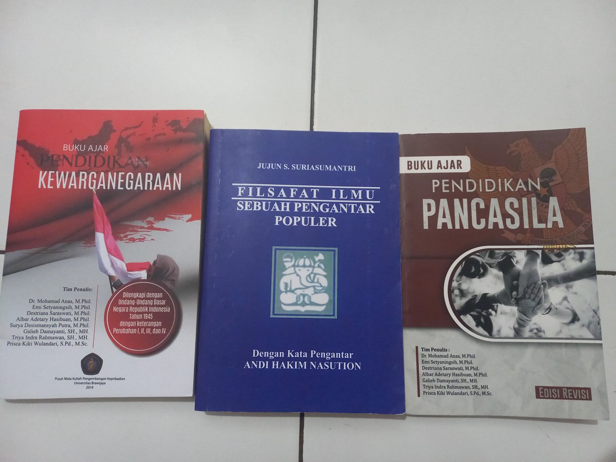creamcheeseei's tweet photo. wts buku ajar ub kewarganegaraan, pancasila, filsafat ilmu

kwn : 30k
pancasila : 35k
filsafat ilmu : 20k

cod only area ub, malang kota
bisa nego yes asal wajar

t. jual. beli https://t.co/S6yHvNc4k4