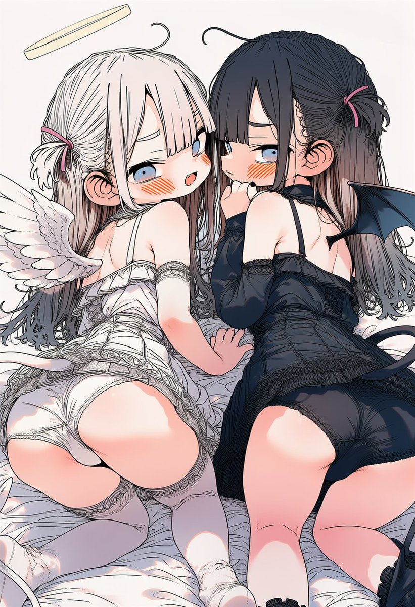 imacolle_'s tweet photo. お互いに髪の毛のセットをお手伝いしたので

天使と悪魔の撮影会
開始です

#aiイラスト
#AIart https://t.co/Mdy20EMw9I