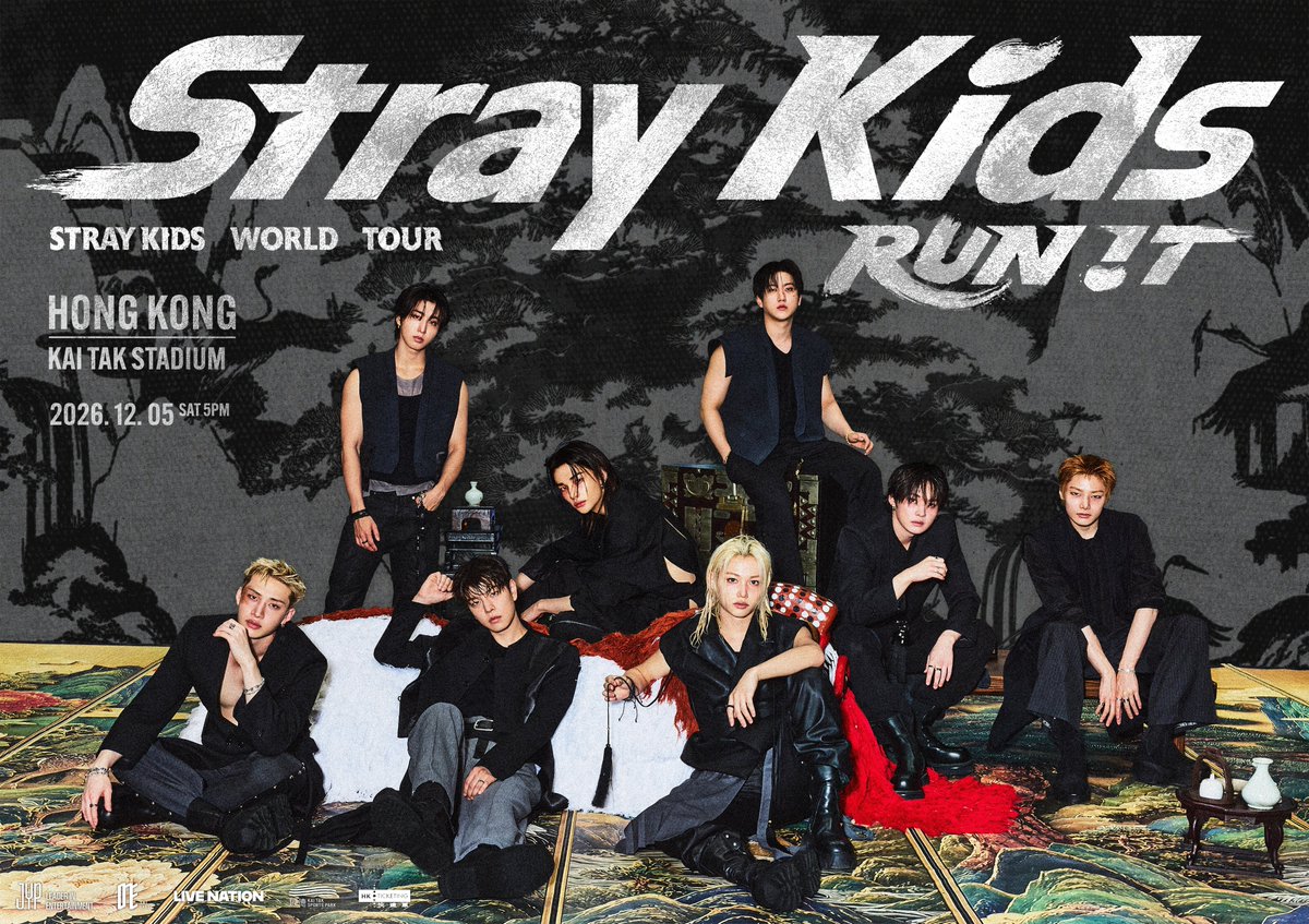 Stray_Kids's tweet photo. Stray Kids(스트레이 키즈) 
World Tour <RUN IT HONG KONG>

Show Info
2026.12.05 (SAT) @ Kai Tak Stadium

Ticket Open (Local Time)
STAY Membership Presale  | 2026.09.01 (TUE) 12PM - 11:59PM
LN Presale | 2026.09.03 (THU) 12PM - 11:59PM
General Sale | 2026.09.04 (FRI) 12PM

STAY Membership Presale Notice
https://t.co/LMGXmy6UEM

More Info
https://t.co/JmgScqqkR5

#StrayKids #스트레이키즈
#RUN_IT
#RUN_IT_HONGKONG
#YouMakeStrayKidsStay