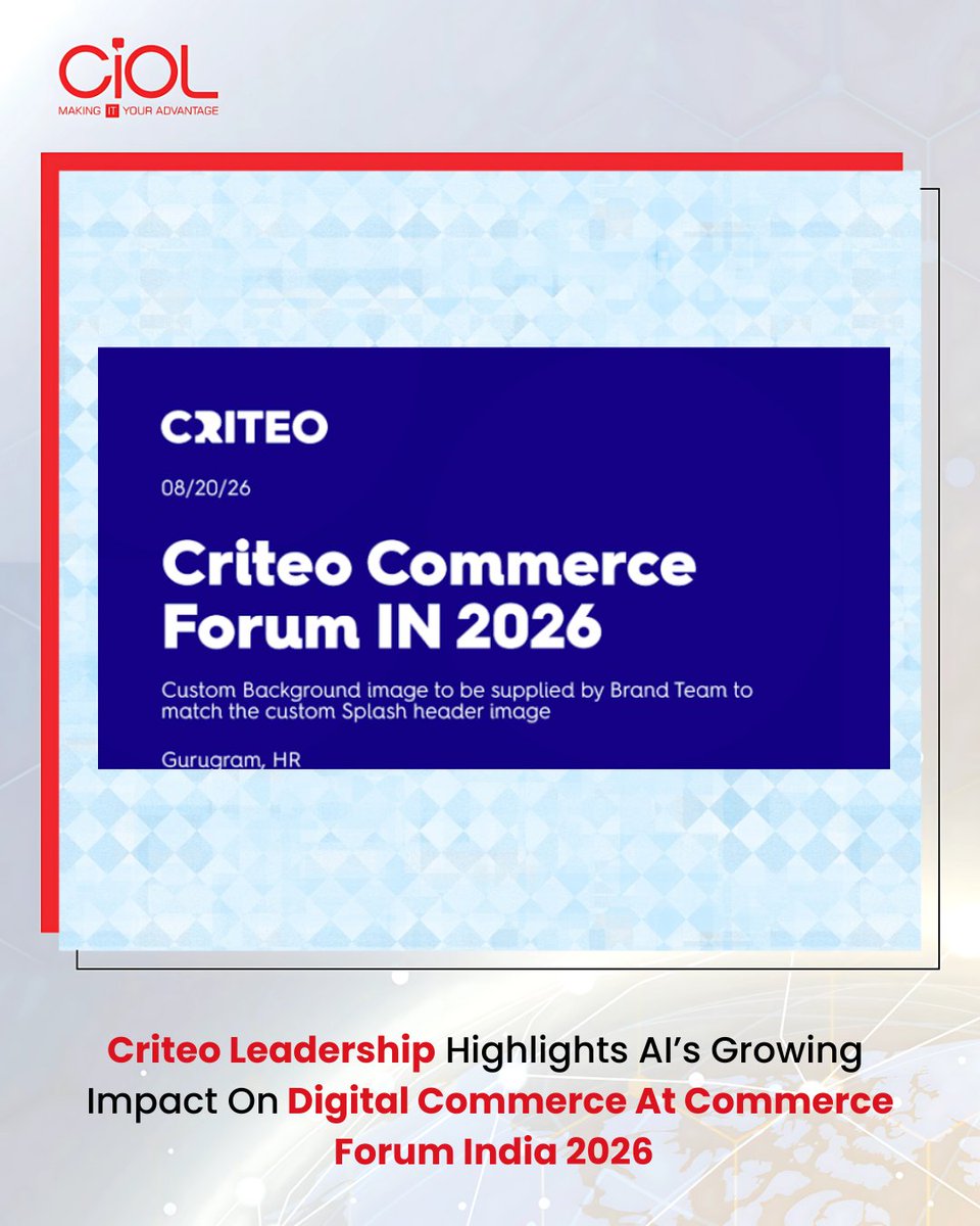 CiOL_News's tweet photo. Criteo Highlights AI’s Commerce Impact
At the Criteo Commerce Forum India 2026, leaders spotlighted how AI agents, commerce data, and cross‑channel intelligence are set to reshape product discovery and digital shopping
https://t.co/fBkv1JVsHi
#CIOL #Criteo #AI #DigitalCommerce https://t.co/IxATI30EAF