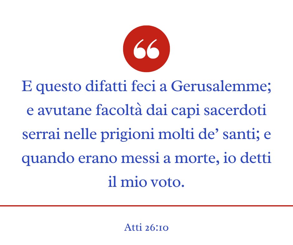butindaro's tweet photo. E questo difatti feci a Gerusalemme; e avutane facoltà dai capi sacerdoti serrai nelle prigioni molti de’ santi; e quando erano messi a morte, io detti il mio voto. (Atti 26:10) #Bibbia https://t.co/cd6rRzgWVN