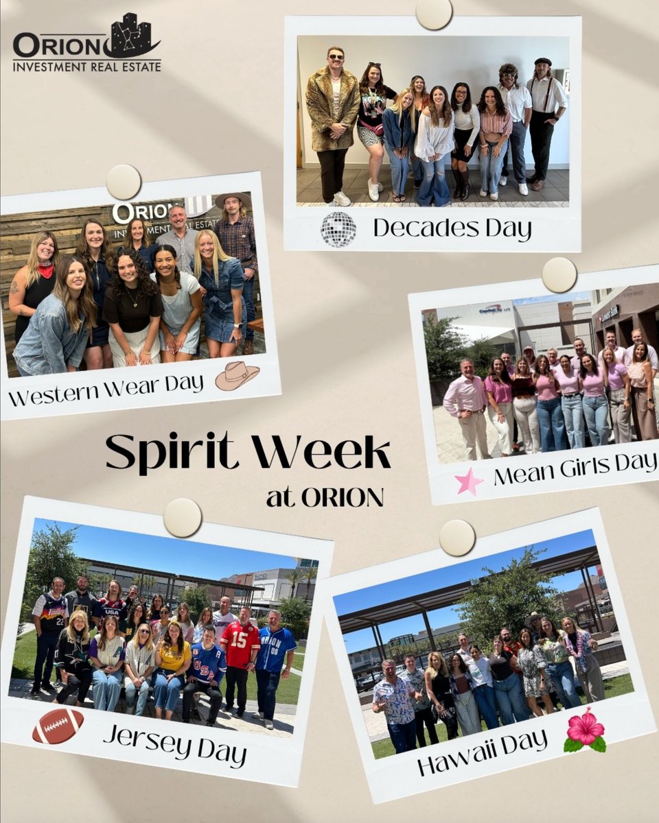 spiro_orion's tweet photo. Spirit Week at ORION! 🎉

Bringing personality to the workplace and celebrating the team behind the business. Strong relationships and a strong culture go hand in hand! 🤝

#CommercialRealEstate #TeamSpirit #CompanyCulture https://t.co/EGsm81dqCh