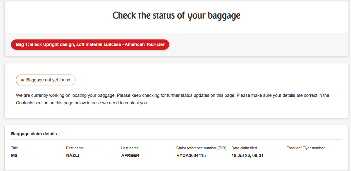 AhmedImranuddin's tweet photo. @emirates @EmiratesSupport 
It is utterly pathetic that an airline boasting about world-class luxury has spent over a month "grappling" to track down a single piece of luggage lost back on July 18th. https://t.co/LkZRc8vw1k