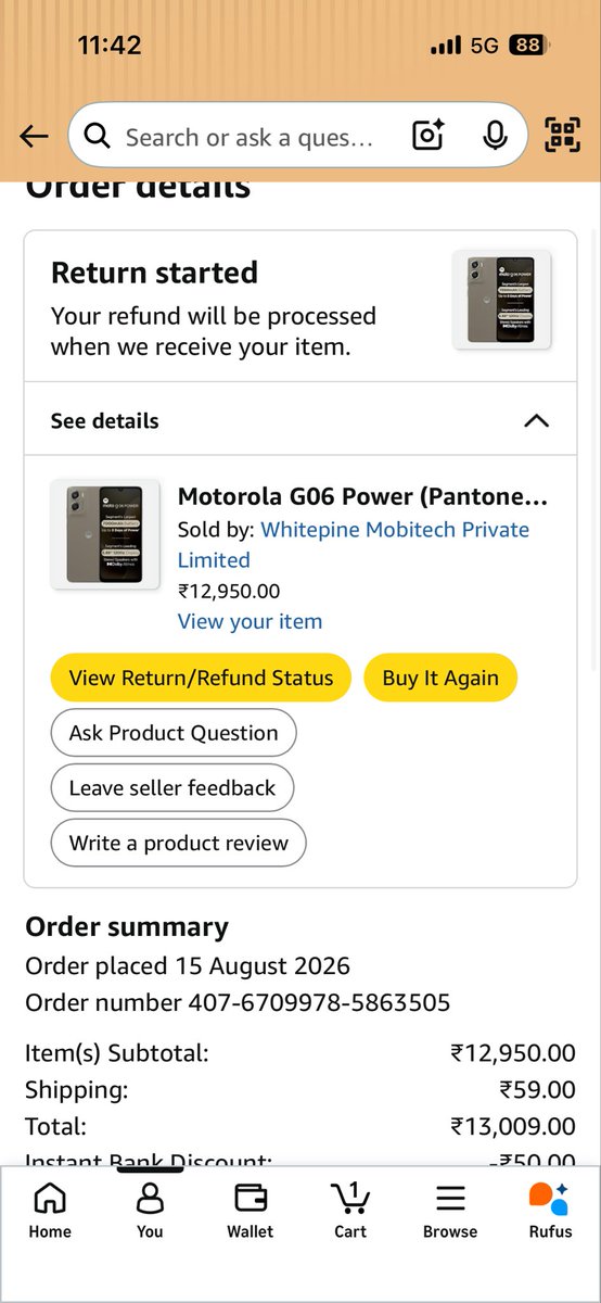 explorerfilmsn's tweet photo. @AmazonHelp 
My refund is still pending, but my credit card billing cycle has already started. If the refund isn’t processed soon, I may have to pay the amount myself, and missing the payment could affect my credit score. Please process my refund urgently and provide an update. https://t.co/knwWV0U2O0
