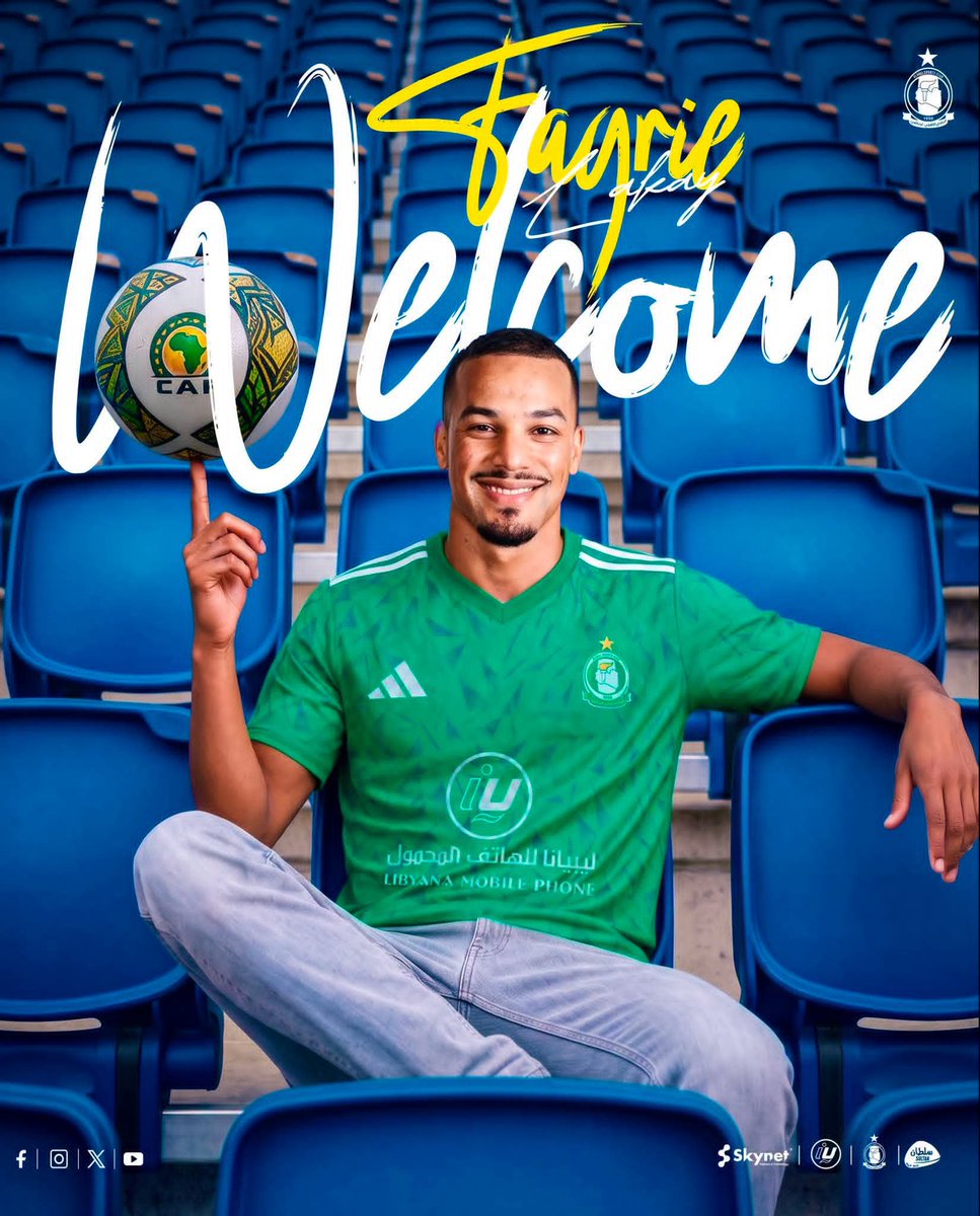 AlahliSCLibya's tweet photo. الجنوب إفريقي "فخري لاكاي" يعزز صفوف الزعيم بعقد يمتد لموسمين 🟢 ✍️

South African Fakhri Lakay joins the
squad on a two-year contract 🟢 ✍️

#WeAreAlahliSC https://t.co/GBe2HnzDDv