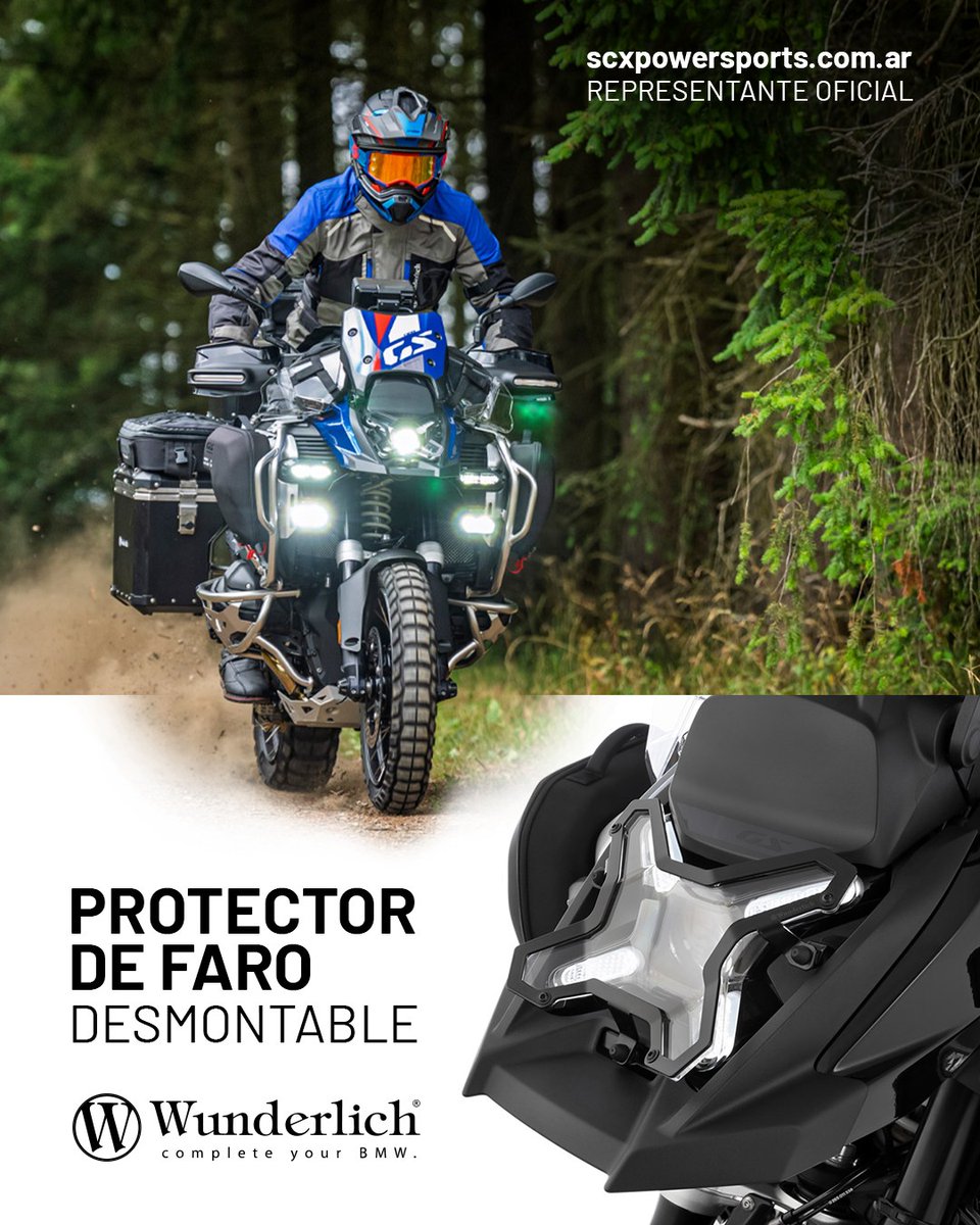 CoraleeAldinger's tweet photo. Wunderlich’s removable headlight protector reduces damage risk to LED and Matrix LED optics on adventure bikes. Its 3 mm transparent PMMA screen resists scratches, UV, fuel, stones, branches, and debris without affecting light output. Snaploc® https://t.co/FHRmyNeMdu