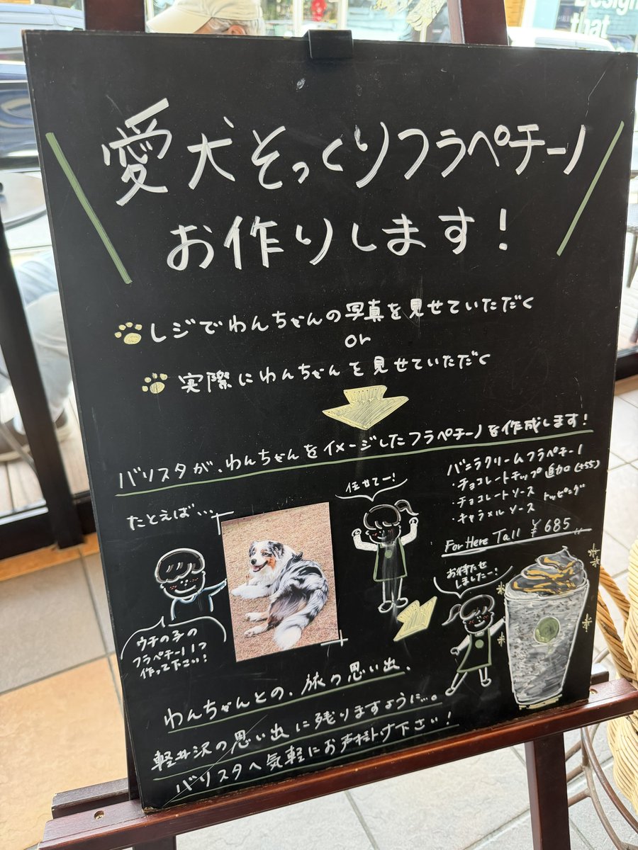 wan_wan_roro's tweet photo. 軽井沢アウトレットのスタバ愛犬の写真見せたらそっくりのフラペチーノ作ってくれた🥹🐶💖✨可愛すぎるᐡ⸝⸝>  ̫ <⸝⸝ᐡ https://t.co/1Q5c53tgjp