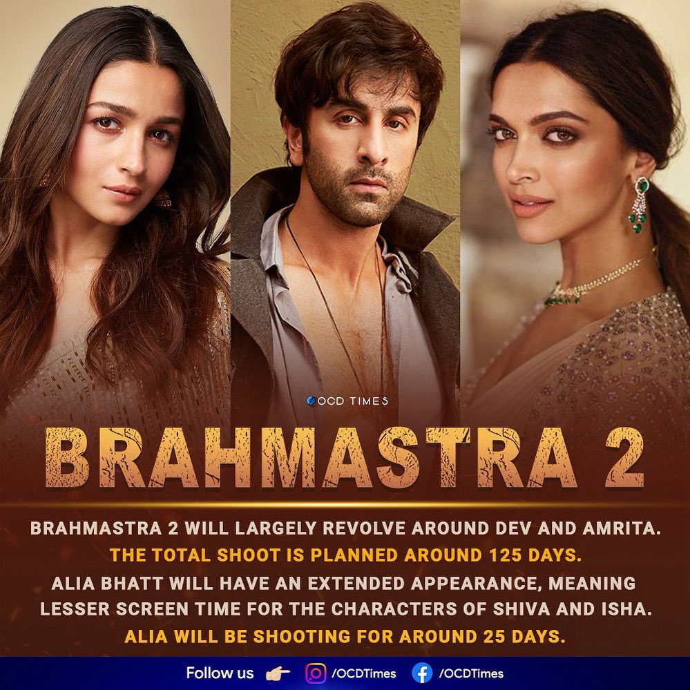 ocdtimes's tweet photo. Shoot begins from April 2027 🎬
.
#OCDTimes #RanbirKapoor #AliaBhatt #DeepikaPadukone #AyanMukerji #PrimeFocus #Brahmastra2 https://t.co/TGSkpRPjbx