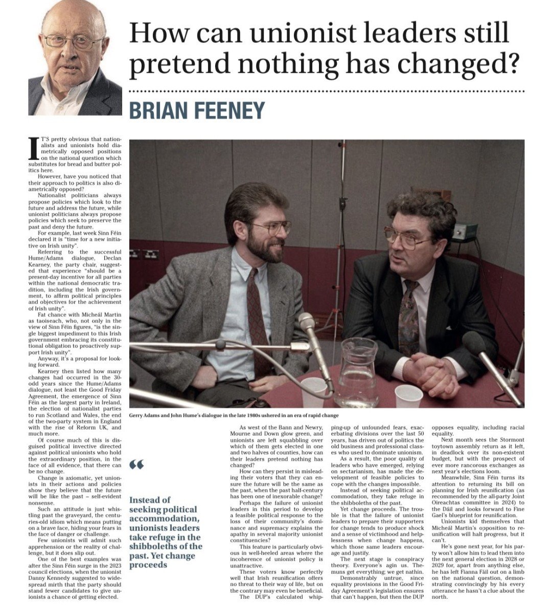 think__32's tweet photo. 'Instead of seeking political ac- commodation, they take refuge in the shibboleths of the past'.
Brian Feeney hits the nail square on the head again.
#JoinTheConversation
#think32 https://t.co/KgEyXOHgRT