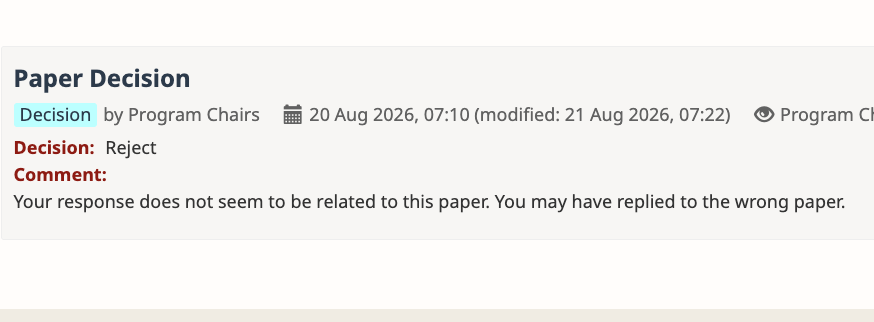 shuyhere's tweet photo. Four papers were accepted to EMNLP! But... another one with a good score was rejected because the meta-review response seemed to be completely for another paper (not in my context window). I still have no idea how that happened. Maybe I’ve become an octopus and did this in dream https://t.co/3UhDzCY7rM