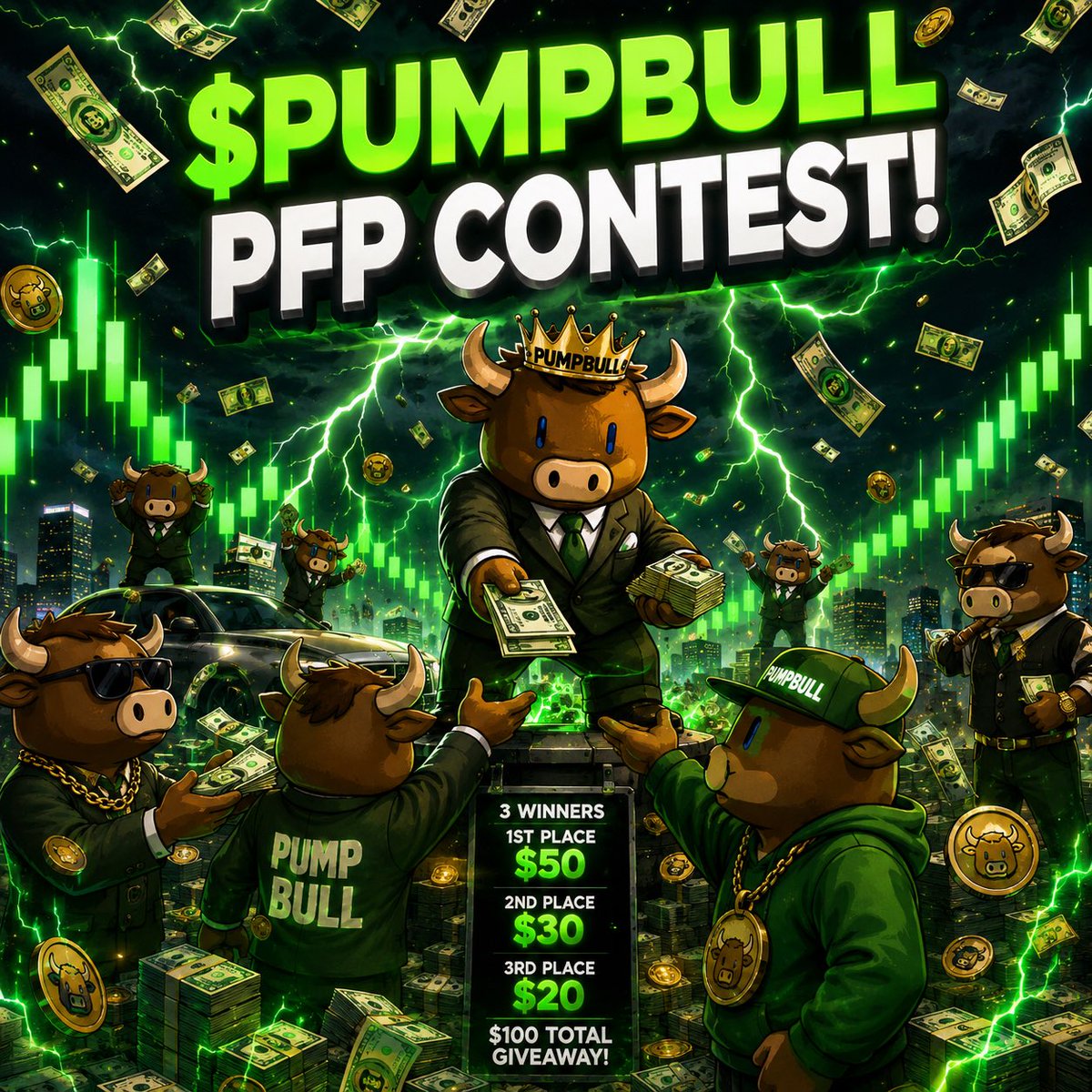 PumptheBull's tweet photo. 🚨 $100 PUMPBULL PFP CONTEST! 🐂🔥

We’re giving away $100 TOTAL to 3 WINNERS!

🥇 1st Place — $50
🥈 2nd Place — $30
🥉 3rd Place — $20

HOW TO ENTER 👇

🔥 Change your PFP to a PUMPBULL PFP
🔥 Join the PUMPBULL Community
🔥 Post your new PFP pic in the community
🔥 Tag @pumpthebull

That’s it! You’re entered for a chance to WIN! 🐂💚

🏆 WINNERS ANNOUNCED LIVE
📅 Next Thursday
⏰ 7 PM EASTERN — USA

Change that PFP. Rep the BULL. Let’s turn X into a PUMPBULL TAKEOVER! 🐂🚀🔥

solana:BX961hMXPh7wzDxTJmGrgKbKXNns9bsLJdjr5wobpump