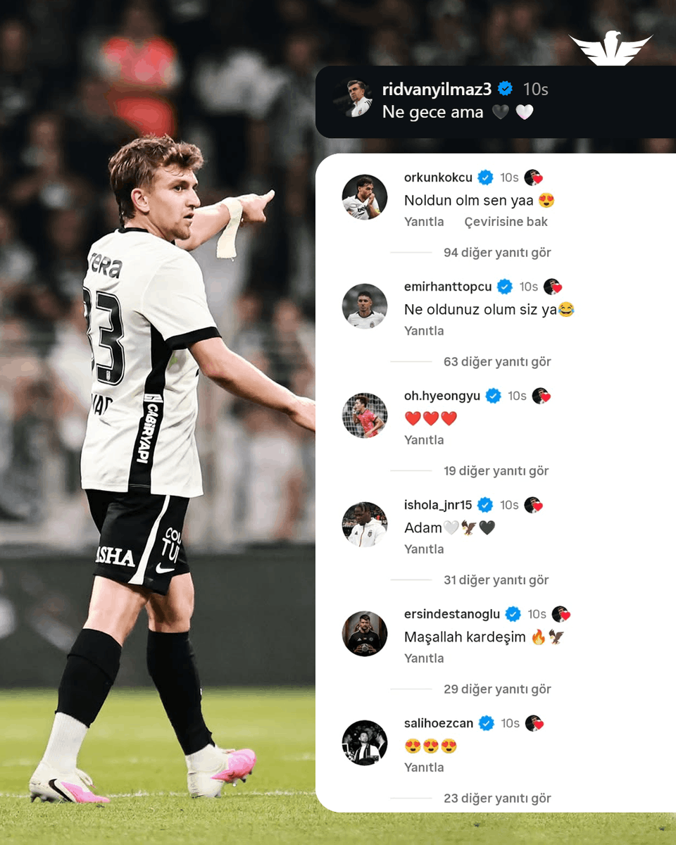 HaberKartali's tweet photo. 🫂 Futbolcularımızın Instagram'da birbirine attığı yorumlar. https://t.co/FQyXIamu3O
