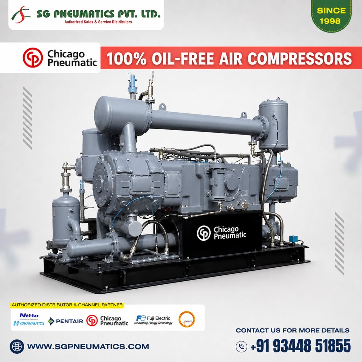 SgPneumatics's tweet photo. Oil-Free Compressor | #SGpneumatics |
#TamilNadu
For More Info:
📲https://t.co/4iEaYopXZn
🌐https://t.co/PYirEbMuxN
SG Pneumatics Pvt. Ltd., in association with
#ChicagoPneumatic, provides reliable #compressedair solutions for industries.
#OilFreeCompressor #AirCompressor https://t.co/w7Q5UMtib9