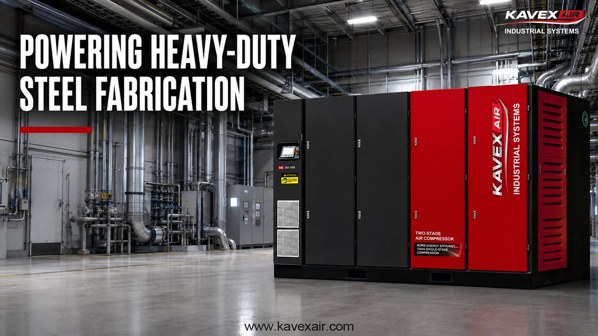 KapaAir's tweet photo. POWERING HEAVY-DUTY STEEL FABRICATION. 🏭💥
Upgrade your plant floor with maximum air output and minimum electricity consumption—the KAVEX AIR KB 250 VSD is built for extreme performance!
#AirCompressor #SteelIndustry #StructuralSteel #CNCProcessing #IndustrialEquipment https://t.co/yssbtdnLiC