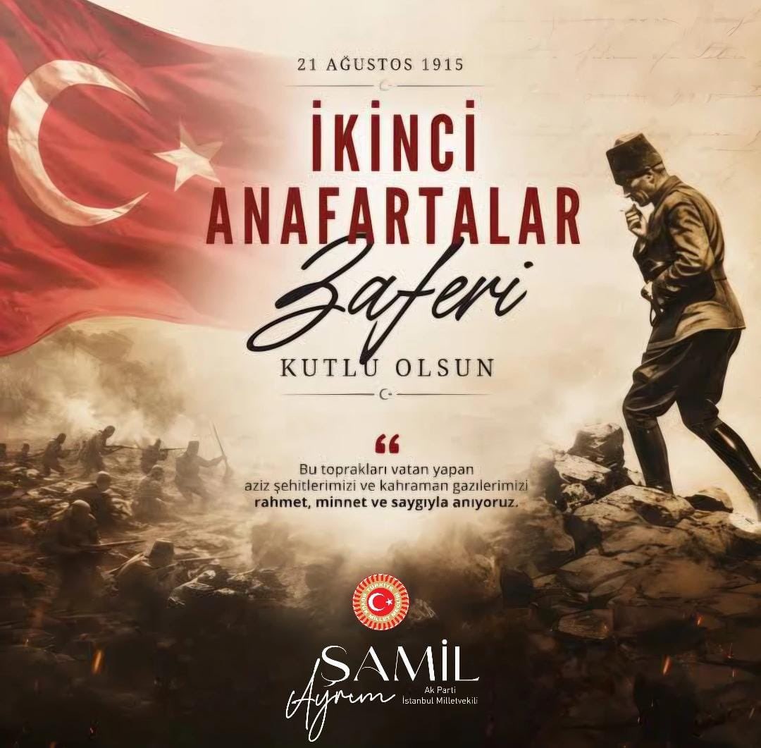 samilayrim's tweet photo. 🇹🇷 II. Anafartalar Zaferi’nin 111. Yıl Dönümü

21 Ağustos 1915’te kazanılan II. Anafartalar Zaferi, Çanakkale’de milletimizin bağımsızlık ve vatan uğruna ortaya koyduğu eşsiz kahramanlığın destanlarından biridir.

Başta Anafartalar Grup Komutanı Gazi Mustafa Kemal Atatürk olmak üzere, Çanakkale’yi geçilmez kılan tüm kahramanlarımızı, aziz şehitlerimizi ve gazilerimizi rahmet, minnet ve saygıyla anıyorum.

Ruhları şad, mekânları cennet olsun. 🇹🇷

#AkParti