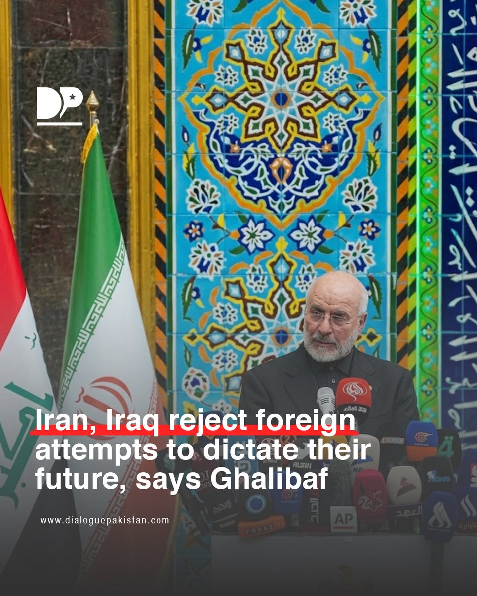 DialoguePak's tweet photo. Iranian Parliament Speaker Mohammad Baqer Ghalibaf said Iran and Iraq have rejected attempts by US-led Western powers to determine their future, 

#DialoguePakistan #Iran #Iraq #Attempts #Dictate #Future #Ghalibaf https://t.co/Y1MoLwtOTw