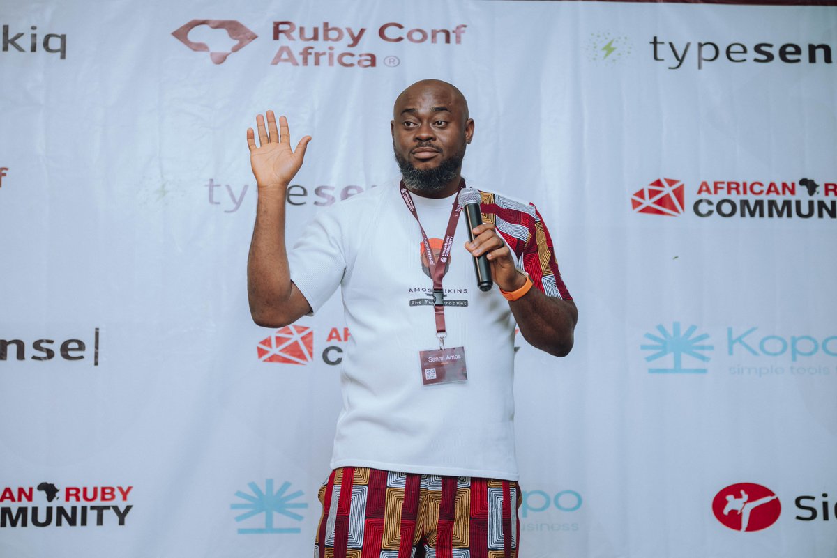 ruby_african's tweet photo. Our first speaker , Sanmi Amos is delivering a really powerful talk on Beyond Code: Engineering the Future, 
"Where African Software Engineering Must Go"

#RCA2026 #RubyConfAfrica2026 #ARC #NairobiTech #Africanruby #Nairuby #Samnispeaks https://t.co/y8ooV45Q40