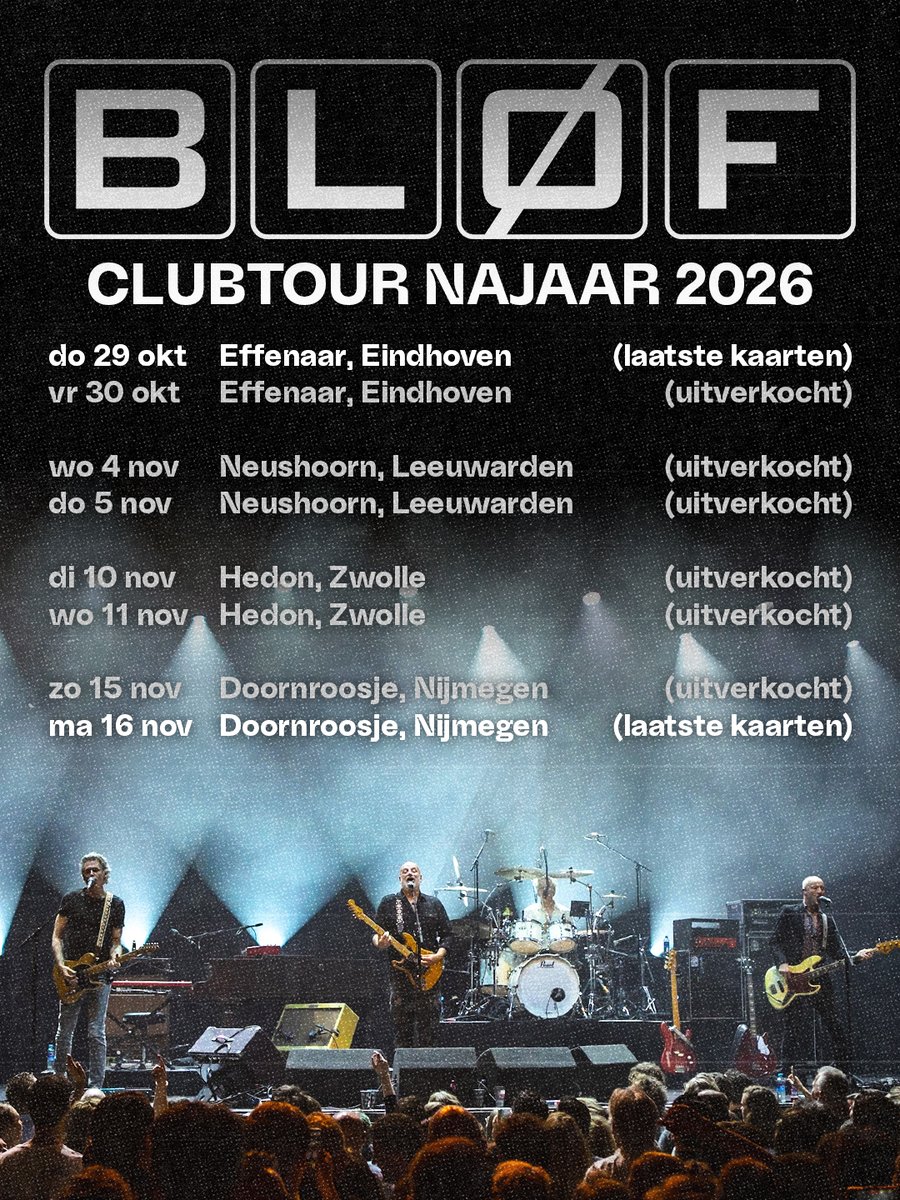 blof's tweet photo. Tijd om weer te gaan spelen! Met als eerste… de Vreemde Wegen Tour 2026. Er zijn alleen nog paar laatste kaarten voor het concert in de Hamtoren (do 10 sep) 👏 Kijk voor alle optredens en informatie op https://t.co/zO03W5Ir7M https://t.co/zjjB3XDl8h