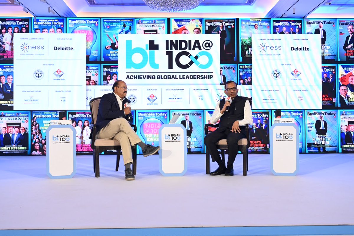 business_today's tweet photo. 🚀💡 #BTIndiaAt100 - #InPics | ‘Championing India's Spacetech Lift Off’ —  Dr Pawan Goenka (@GoenkaPk), Chairman, In-Space (@INSPACeIND), decoded India’s #spacetech ambitions and the opportunities emerging from a rapidly expanding #space ecosystem while exploring how spacetech can become a powerful growth engine and help position India among the world’s leading space economies by 2047, in a conversation with Raj Chengappa (@rajchengappa), Group Editorial Director (Publishing), India Today Group, at @business_today’s marquee event.

Watch the full session on BTTV: https://t.co/T6dvssM0aa

@CNESSSuperApp | @DeloitteIndia | @_InvestUP | @ukcmo | @ABDL_India

#IAH26