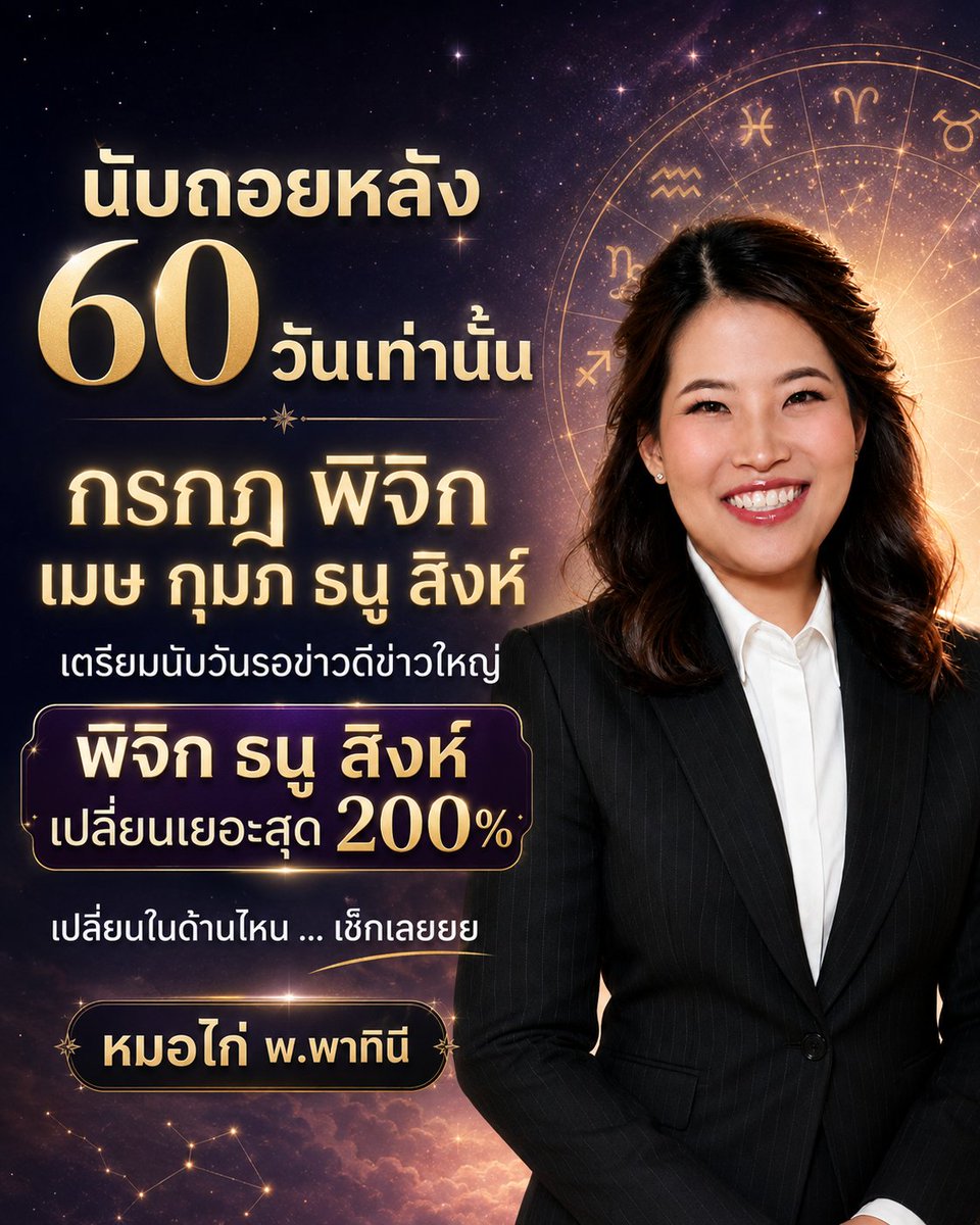 morkai99's tweet photo. ⏱️ นับถอยหลัง 60 วันเท่านั้น ⏱️

"กรกฎ พิจิก เมษ กุมภ ธนู สิงห์" 

เตรียมนับวันรอข่าวดีข่าวใหญ่ได้เลย

คำพยากรณ์โดย #หมอไก่ พ.พาทินี เจ้าของคอลัมน์ดวงรายวันหนังสือพิมพ์ไทยรัฐ ไทยรัฐทีวี  

#ดวงชะตา #ดวง #หวย #เสริมดวง #ดูดวง #น้ําท่วม #jimmysea #BUSTRIP_SingaporeEP2 #ELLEThailand https://t.co/MxqgI6wMmu