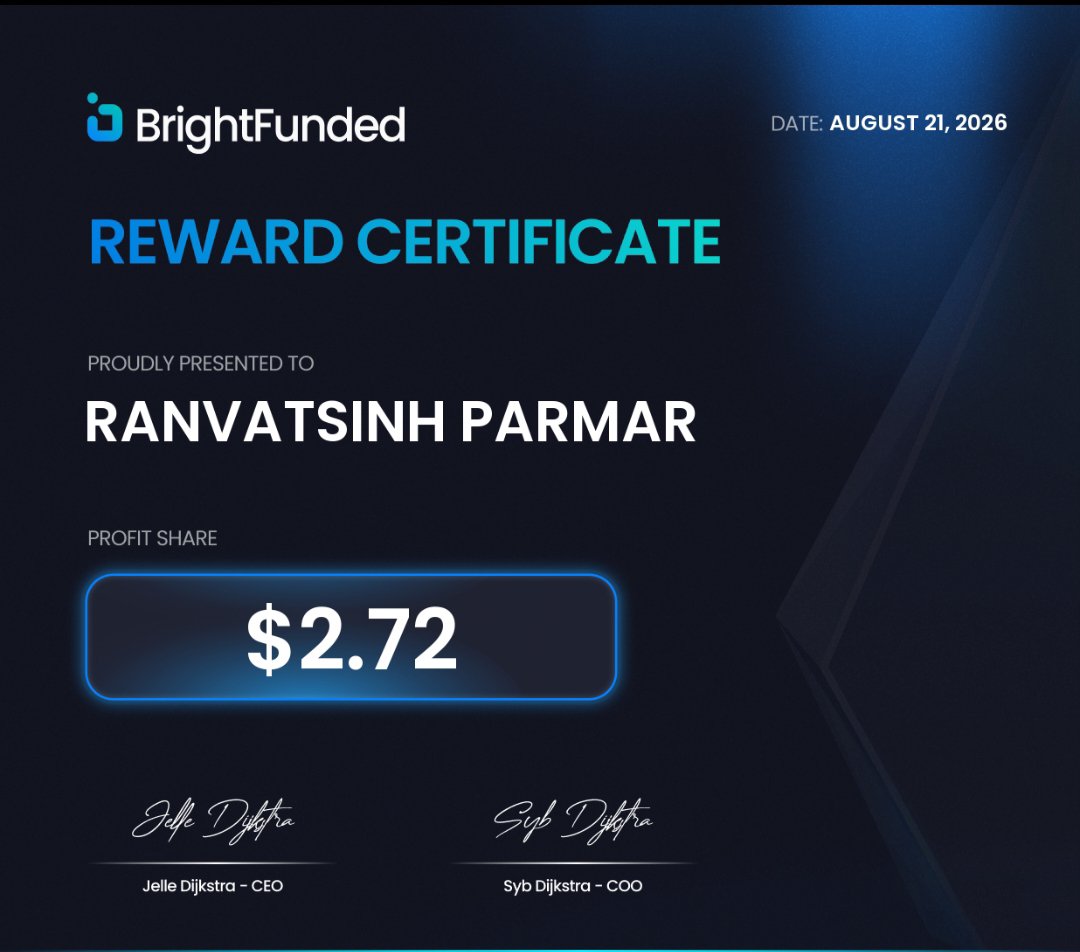 ranvat_3243's tweet photo. "Finally, my very first payout! 🥹
@BrightFunded

Trading prop firms since Jan 2026 hasn’t been easy—I've breached so many accounts along the way. $2.72 might look small to others, but to me, it's proof that perseverance pays off. This is just the beginning! 📈🚀
#Trading  #Forex https://t.co/chMDwxQrGs