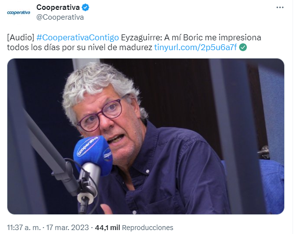 SebastianRochaZ's tweet photo. 🔹El señor Boric ha dicho en Uruguay que de nada sirve la moderación.

Recuerdo como a la señora @Paz_ZarateB se le caían las lagrimas con la " moderación "  de Gabriel.

Otros como Nicolás Eyzaguirre decían " A mi Boric me impresiona todos los días por su nivel de madurez ".

Evelyn Matthei ahora también dice que Boric es muy moderado.

Debemos reconocer la capacidad de Gabriel para engatusar a estos y varios otros ilustrados.