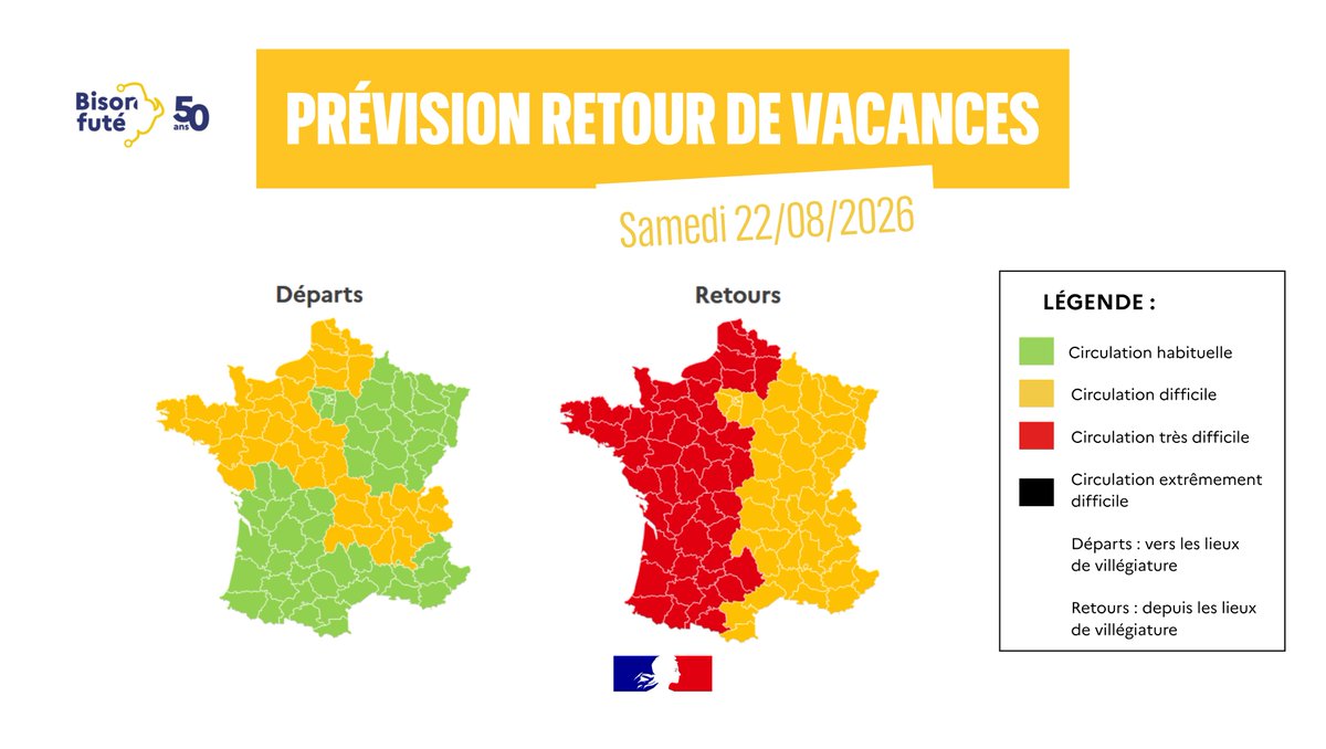 Image de Préfet de la Manche - 🚗 [#InfoTrafic] Retour de vacances : prudence sur les routes !

Les vacances touchent à leur fin et