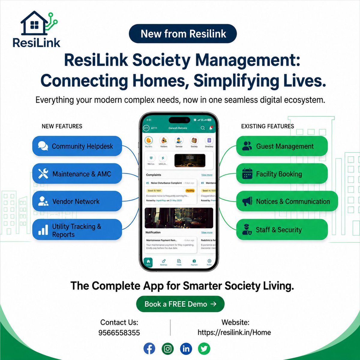 resilinkoff's tweet photo. 🏙️ A Smarter Way to Manage Every Apartment Community!

✨ Simplify your community with:
🔹 Quick &amp; Secure Visitor Approvals
🔹 Digital Complaints
🔹 Organized Resident Records

📞 Book a Free Demo: 9566558355
🌐 Website: https://t.co/6eP1WJU3hT
#ResiLink #Societymanagement #Adda https://t.co/dvyO4uH362
