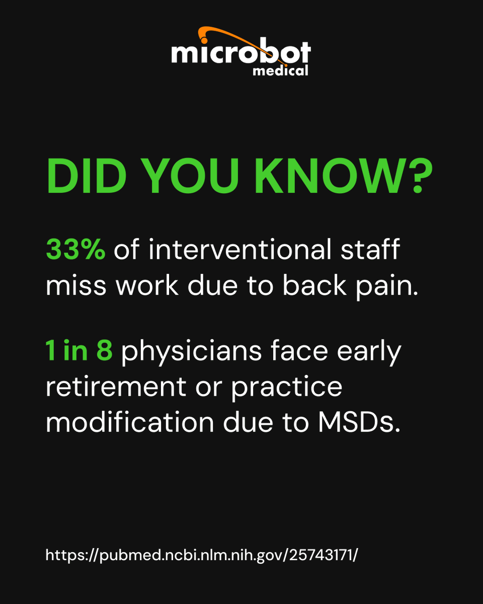 MicrobotMedical's tweet photo. Innovation in interventional procedures isn’t optional. It’s essential.

Ergonomics and reducing physical strain for interventional staff can reduce burnout and help ensure career longevity.

https://t.co/NeoRmvNxGi https://t.co/msVen4Kk7w