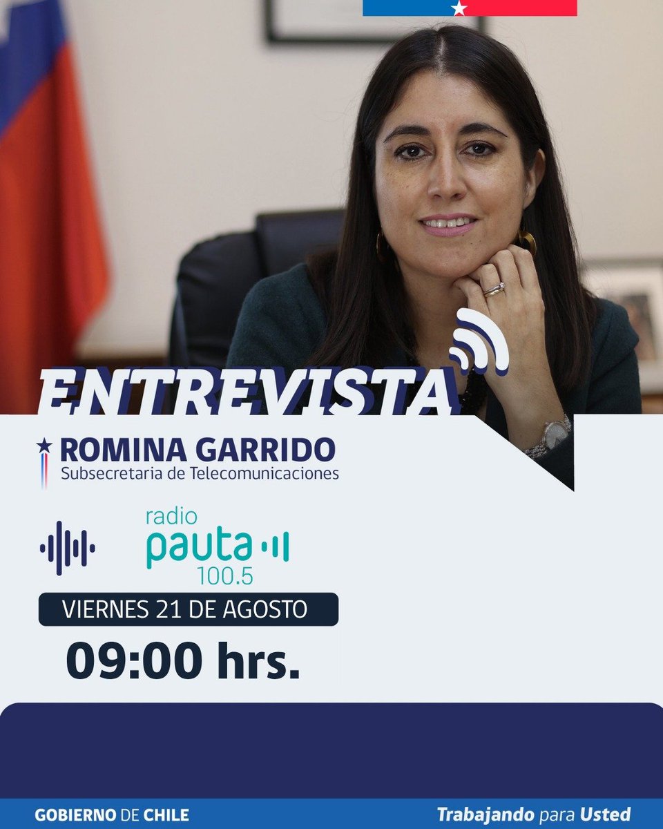subtel_chile's tweet photo. Subsecretaria Romina Garrido en entrevista con radio @Pauta_cl. Escucha la entrevista aquí https://t.co/StCteSo1uE https://t.co/WiEvNWNvYr