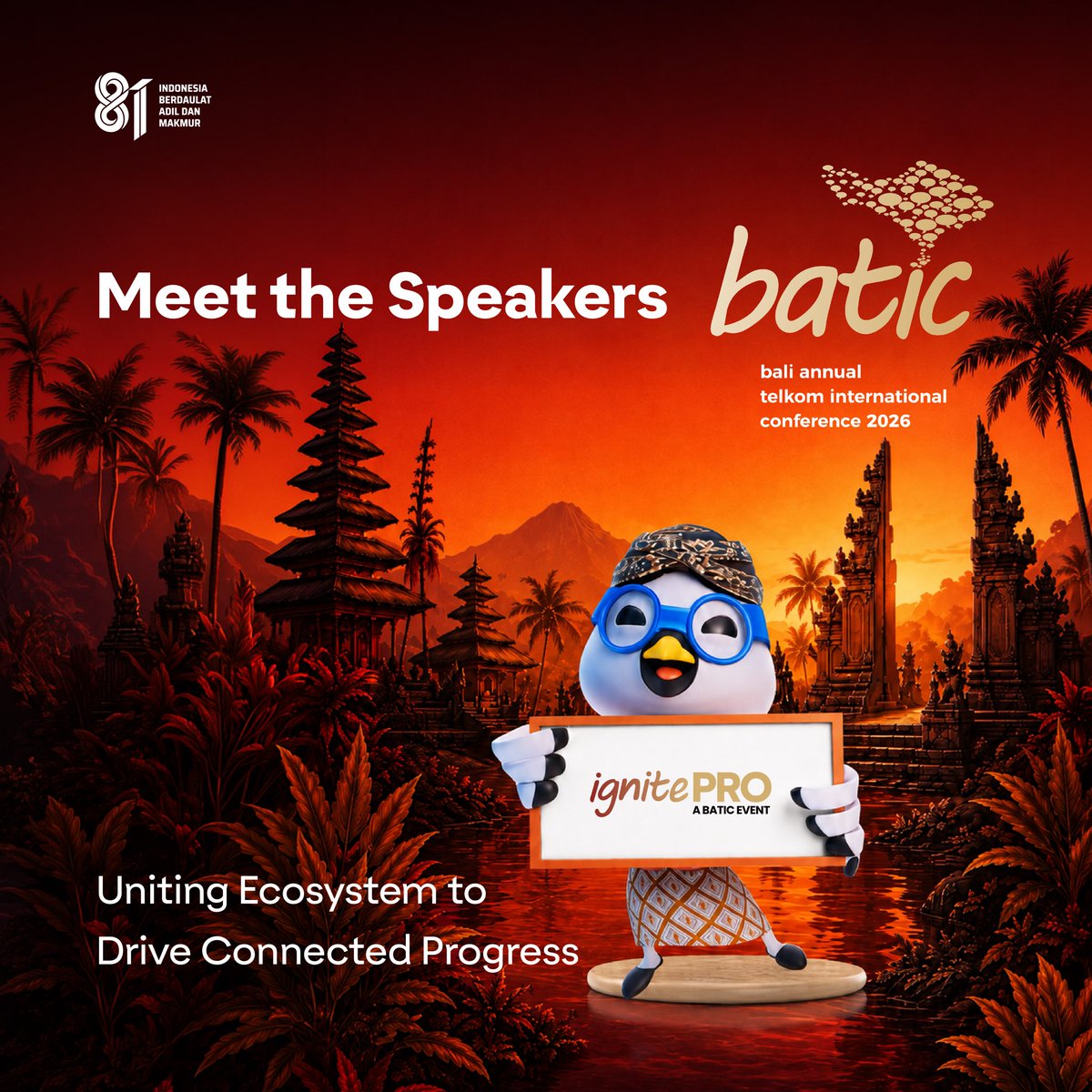 TelkomIndonesia's tweet photo. Let’s start with Day 1. Kicking things off with Introduction: Unleashing the Potential of the Connected Economy by Sam Evans, followed by Building Indonesia’s Next Growth Engine Through Strategic Digital Investment with Dian Siswarini.
#BATIC2026 #IgnitePRO #ConnectedEcosystem #ElevatingYourFuture