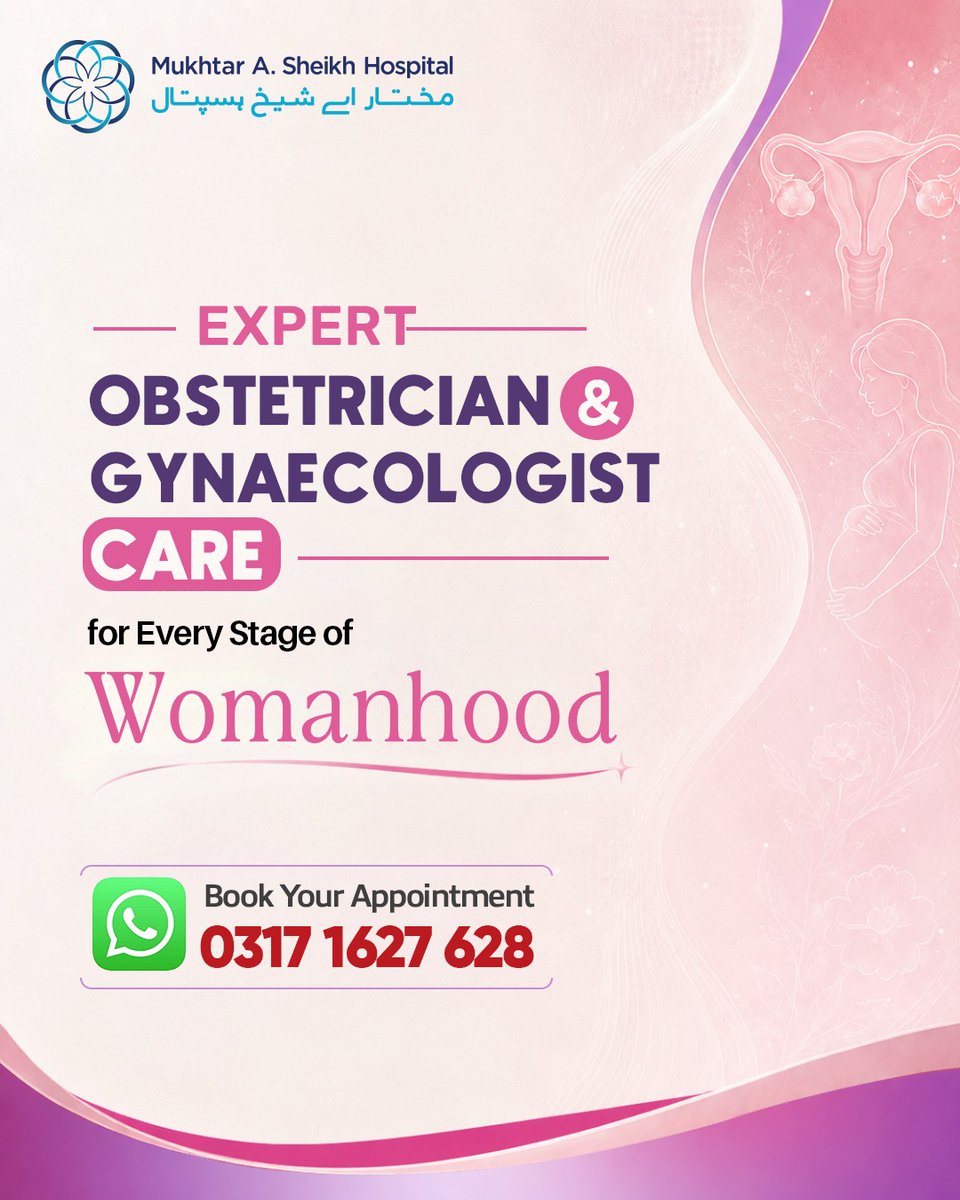 mashospitalx's tweet photo. From routine gynecological consultations to pregnancy care and specialized women’s health services, meet our experienced Obstetricians &amp; Gynecologists: 
- Dr. Tahira Tabssum 
- Dr. Madeeha Riaz 
- Dr. Naila Malik

Book your appointment: 0317 1627 628

#MASHCares #WomensHealth https://t.co/oEwWZR8aW9