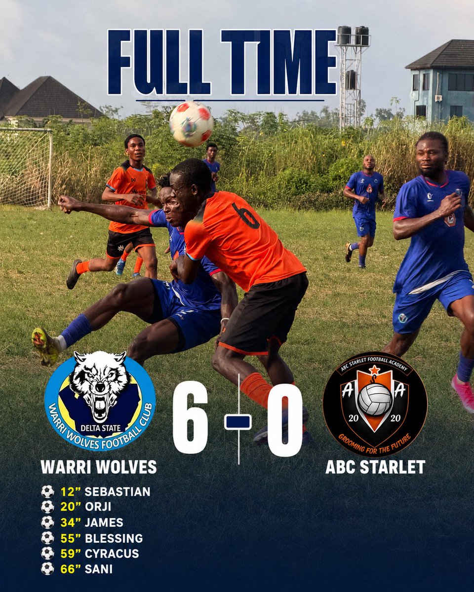 theWarriWolves's tweet photo. Three points in the bag. We go again same spirit, same location tomorrow 

#preseasonfootball #ughelli #starletfc #warriwolves https://t.co/NRwjoPkHLh