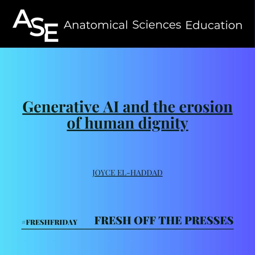 AnatSciEduc's tweet photo. π¨ #FreshFriday!
New in ASE: AI ethics π€, collaborative VR π₯½, body donor imaging, neuroanatomy assessment π§ , and the history of anatomy.
https://t.co/tj5YEUdju2
#Anatomy #MedEd https://t.co/WuhAB7BQ4W
