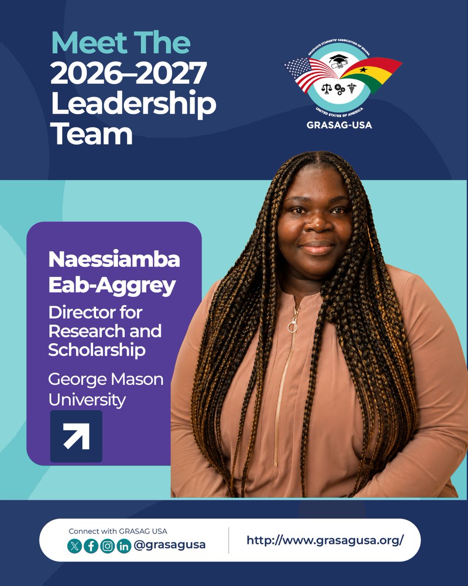 grasagusa's tweet photo. Meet the Director for Research and Scholarship of GRASAG-USA | 2026–2027

We are proud to introduce Naessiamba Eab-Aggrey, Director for Research and Scholarship of GRASAG-USA for the 2026–2027 administrative year. https://t.co/pzZNk2QSlD