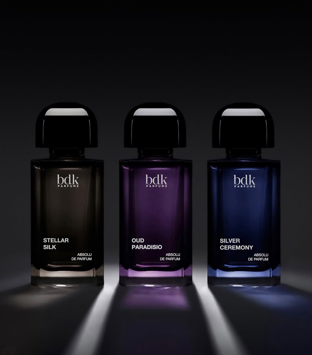 Parfumeur_2_0's tweet photo. L’intensité monte d’un cran chez #bdkparfums avec l’arrivée de ses trois nouveaux Absolus de Parfum ✨

🖤 Stellar Silk — Une texture soyeuse et captivante
💜 Oud Paradisio — La richesse d’un orient envoûtant
💙 Silver Ceremony — L’élégance pure et tranchante

#BDKParfums #NichePerfume #SOTD #Parfum #dakar
