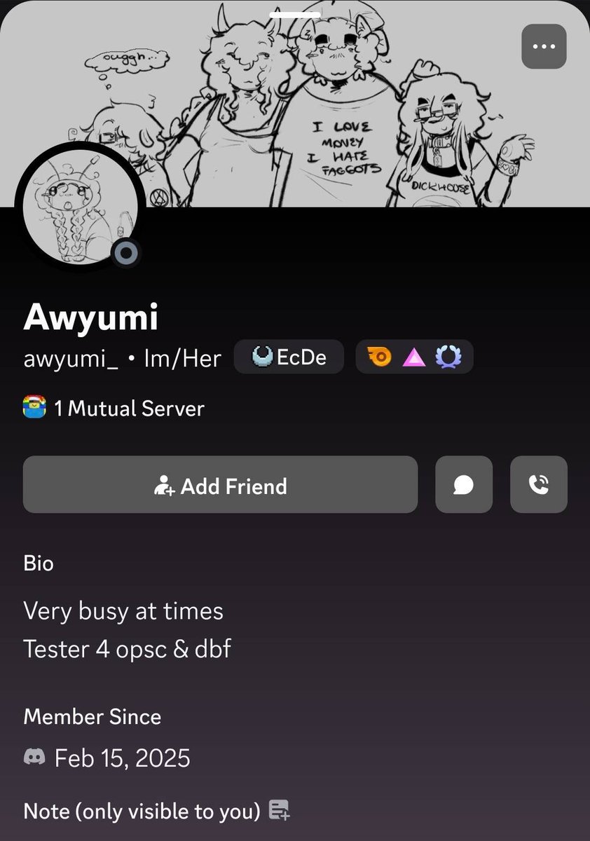 diecchiassoc's tweet photo. @AyumiYummers @ImLiterallyYumi @AeKorbbals You quite literally have a slur as your banner so it’s clear you’re not exactly a law abiding user. https://t.co/KnErTQ0RAo