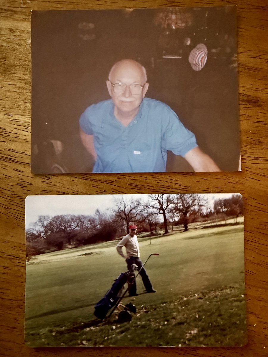 TimGavrich's tweet photo. Everybody plays golf because of somebody. 

This is the first of four generations of golf Gavriches: my Pop-Pop, Eddie Gavrich, born 8/20/1919.

I never teed it up with him - he passed away in ‘94 when I was 4 - but he got my dad into it, my dad got me into it and I’m now getting my oldest daughter into it.

Long may we play.