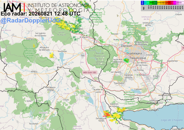 IAM_UdeG's tweet photo. Continúa registrándose #lluvia ligera a moderada en #Amatitán, #Tequila.
#lluvia ligera por #LomasDePolanco
#lluvia modera a fuerte por #Jocotepec, #SanMarcosEvangelista y #ZacoalcodeTorres.
Continua la vigilancia meteorológica. https://t.co/2bOrQdatVH