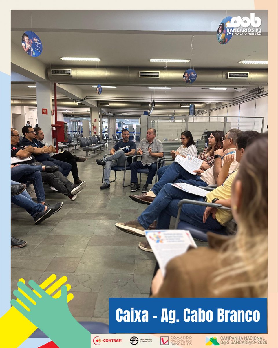 BancariosPb's tweet photo. [CAMPANHA NACIONAL 2026]

Reuniões semanais nas agências. https://t.co/8Yf3qnDxVu