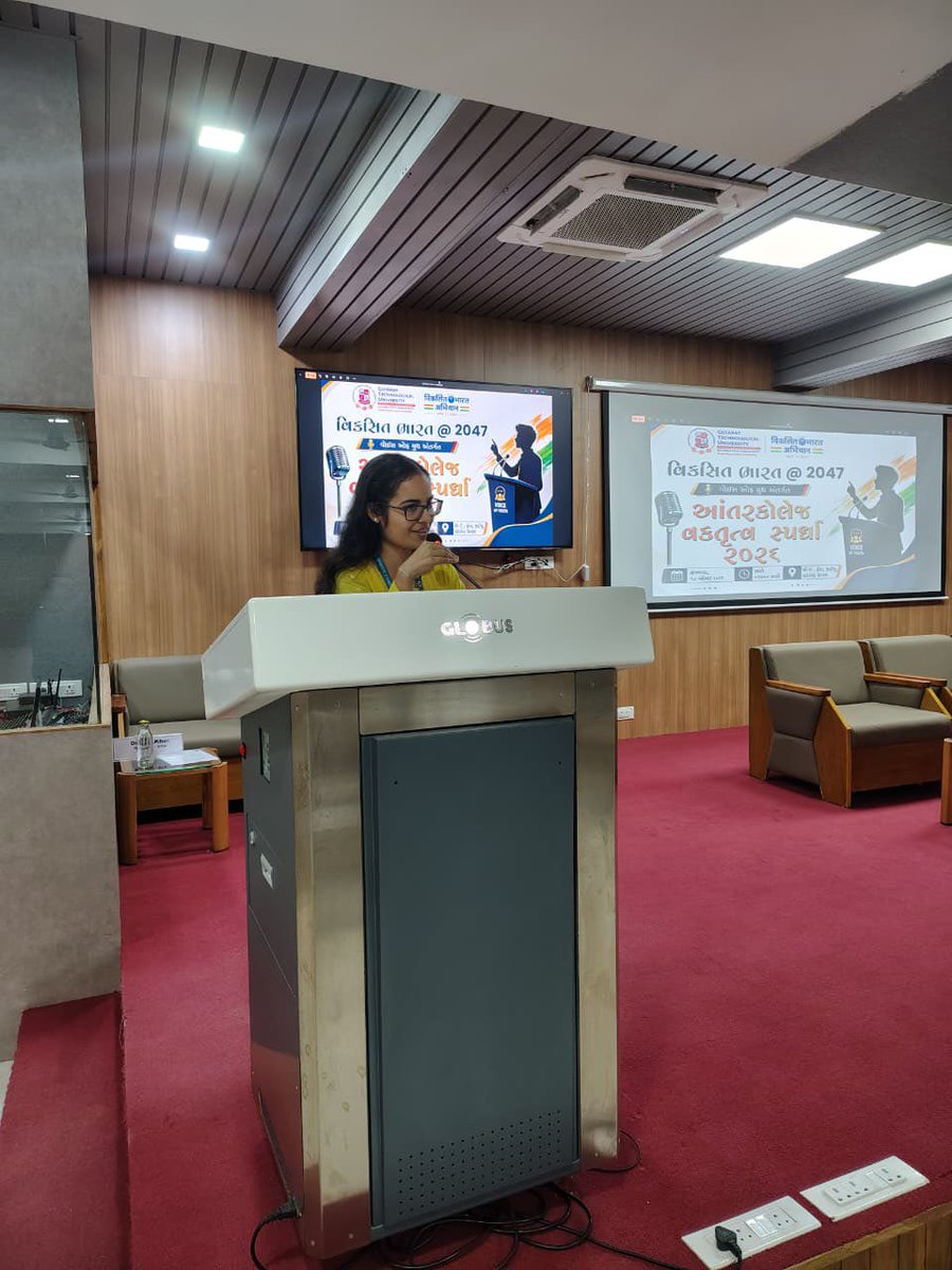 gtuoffice's tweet photo. 🎤 GTU Inter-College Elocution Competition 2026 was successfully held on 18.08.2026 with 33 students showcasing their ideas, vision &amp; confidence. 👏 Congratulations to all participants &amp; winners! 🇮🇳

#GTU #GTUSpirit2026 #Elocution #ViksitBharat2047 https://t.co/UxsW1ZwiGY