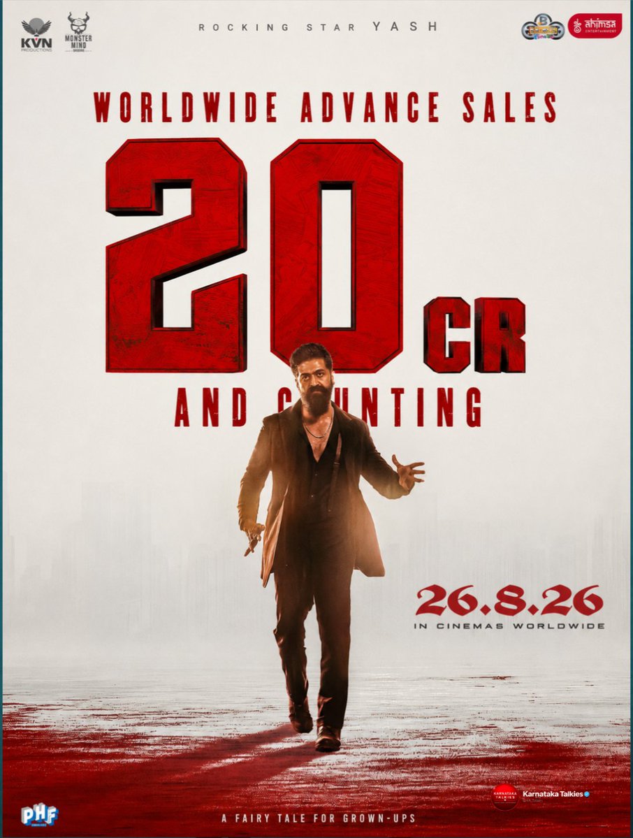 KA_Talkies's tweet photo. #ToxicTheMovie Worldwide Advance sales crossed 20 cr Mark 💥 

5 Days to Go.. https://t.co/wRPPCFA2by
