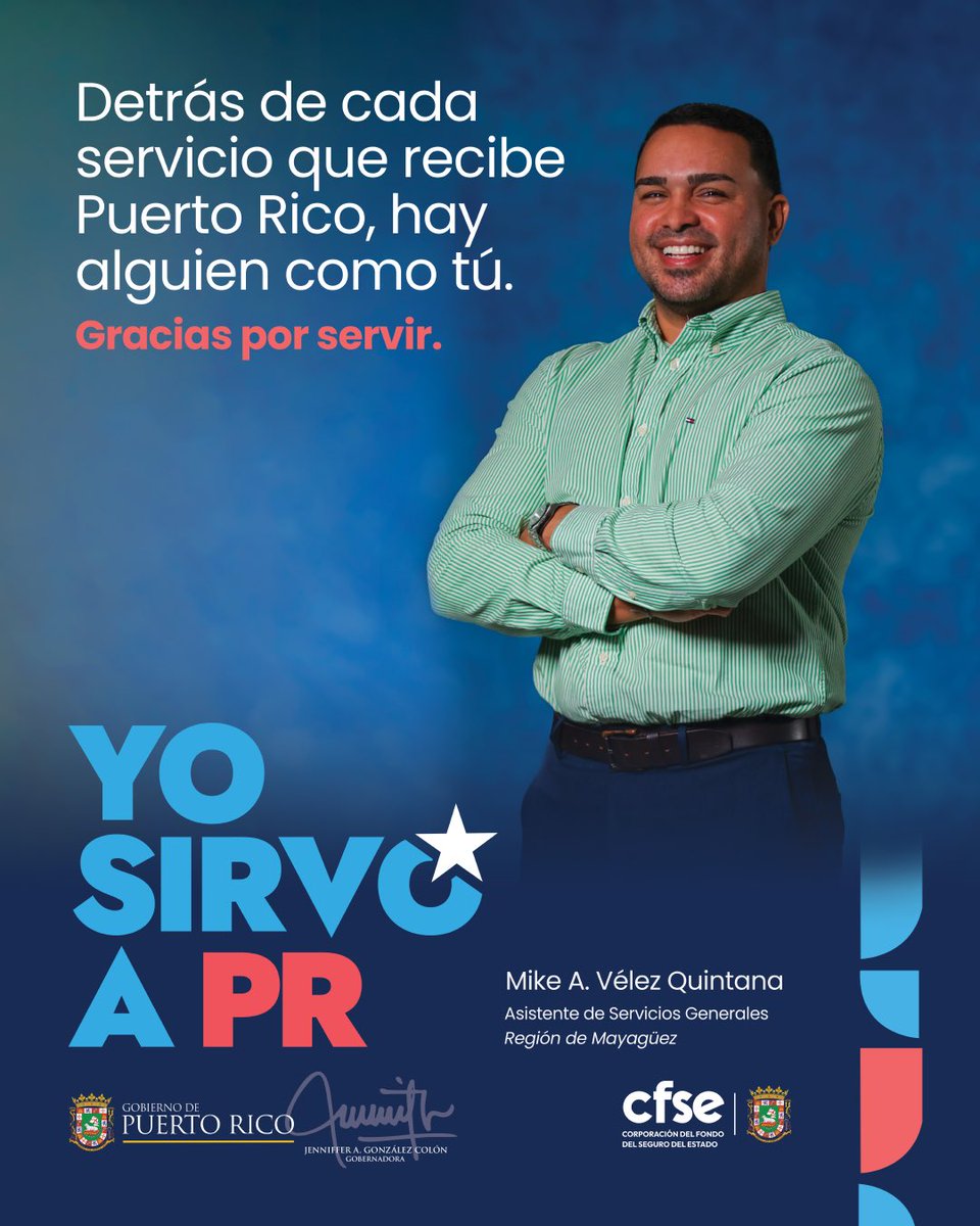 cfsepr's tweet photo. ¡Servir es hacer la diferencia! En la CFSE servimos a Puerto Rico.
Hoy destacamos a Mike A. Vélez, Asistente de Servicios Generales, quien cuenta con 15 años de servicio. ¡Gracias, Mike, por ser parte de nuestra misión de servir a Puerto Rico! 
#YoSirvoAPR 
#YoSoyElFondo 
#CFSE https://t.co/jH8xMohTrx