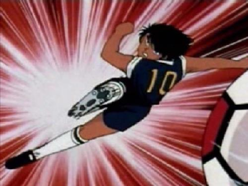 Celebración de un gol en Captain Tsubasa
